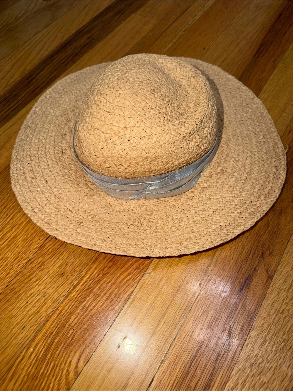 Girls’ Straw Wide-Brim Sun Hat with Silver Band